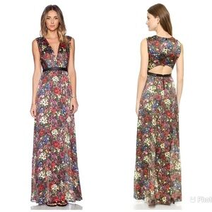 Alice + Olivia Triss Maxi Floral Cut‎ Out Sleeveless Dress Sz 4